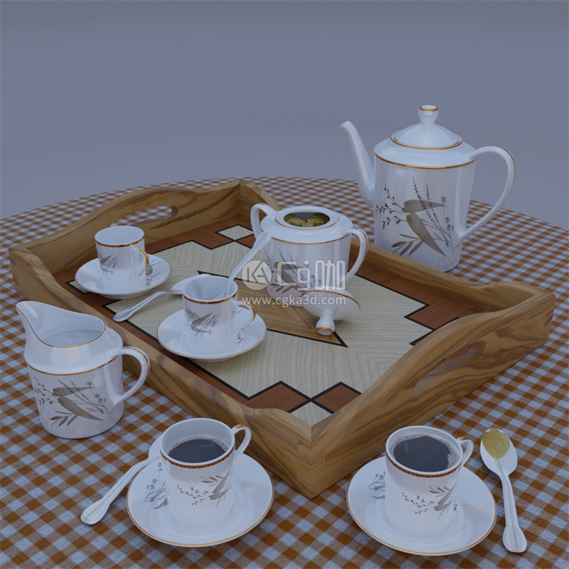 Blender工程-茶具模型咖啡模型茶匙模型茶壶模型茶杯模型