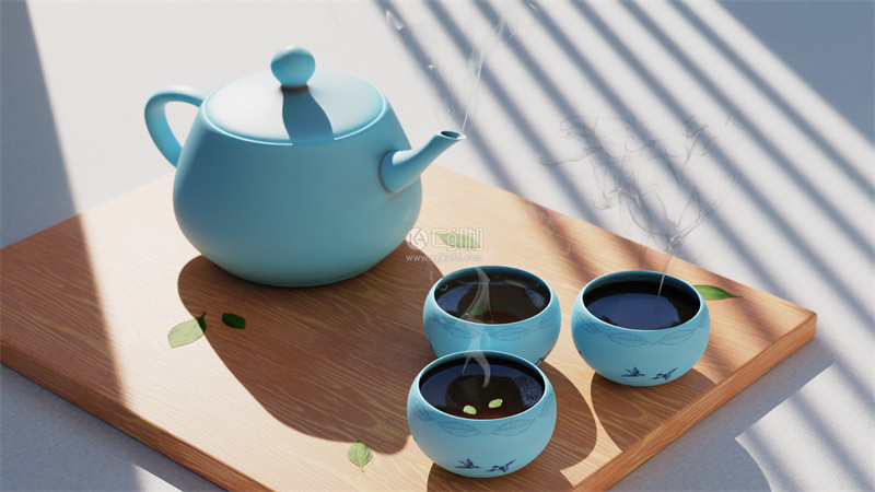 Blender工程-茶杯模型茶壶模型茶具模型