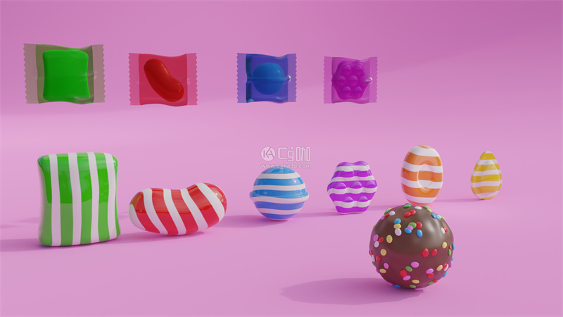Blender工程-糖果模型水果糖模型巧克力糖模型