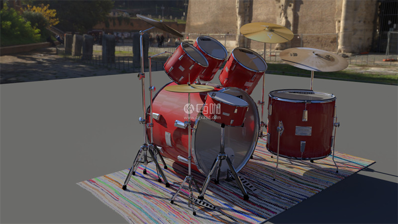 Blender工程-乐器模型架子鼓模型架子鼓组合模型
