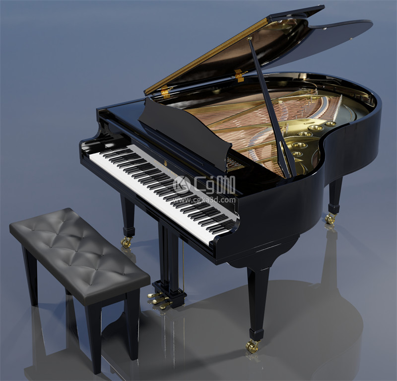 Blender工程-乐器模型三角钢琴模型琴凳模型
