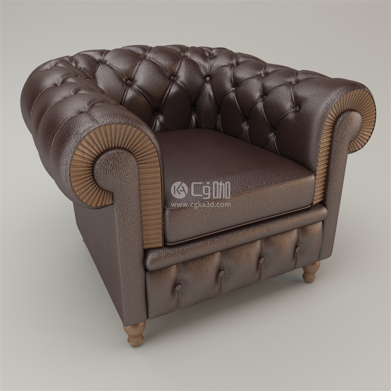 CG咖-单人沙发模型高端沙发模型真皮沙发模型