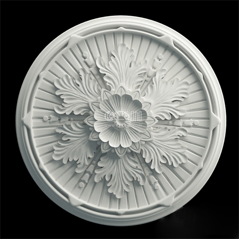 CG咖-白色花纹圆盘模型