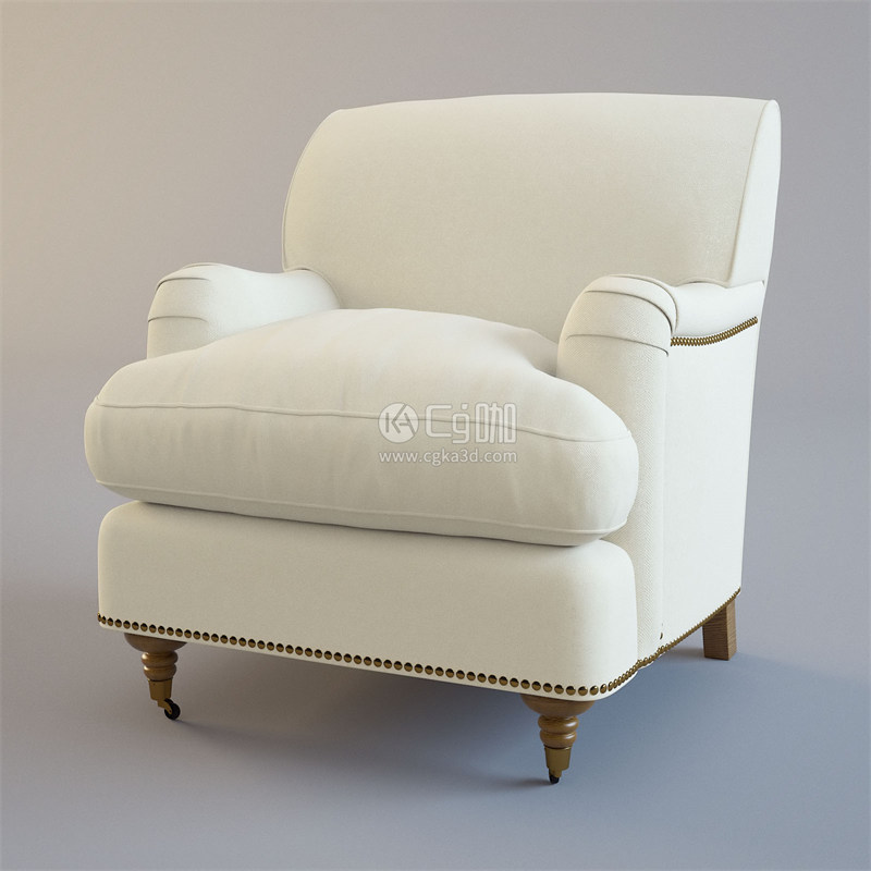CG咖-纯白沙发模型单人沙发模型