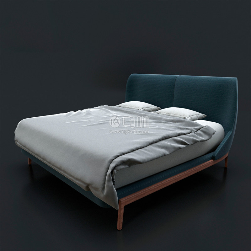 CG咖-双人大床模型枕头模型被子模型