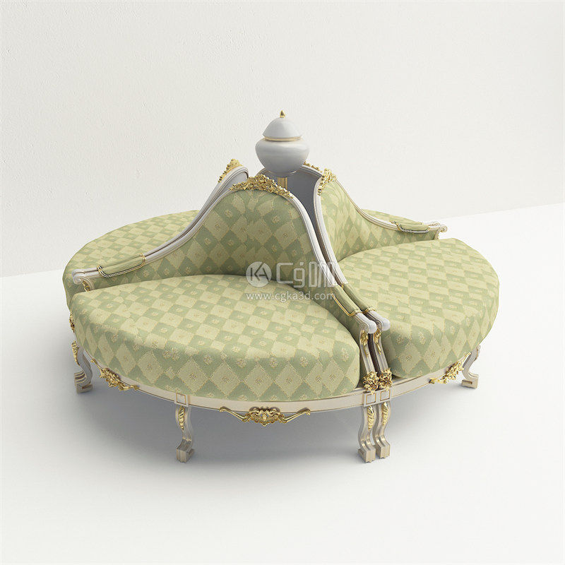 CG咖-死人圆形沙发模型凳椅模型