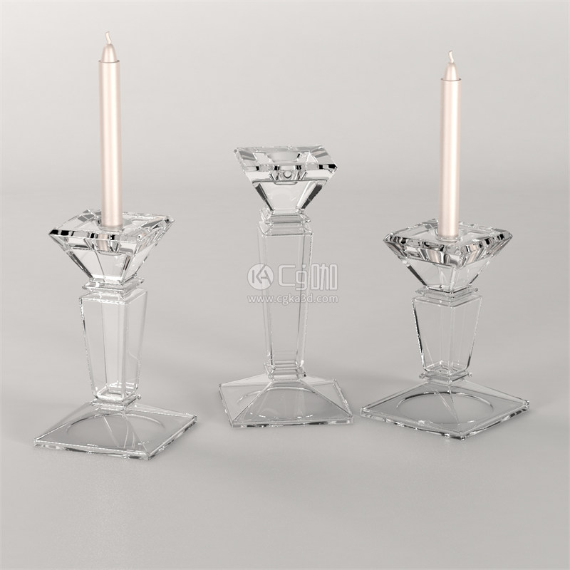 CG咖-玻璃烛台蜡烛模型