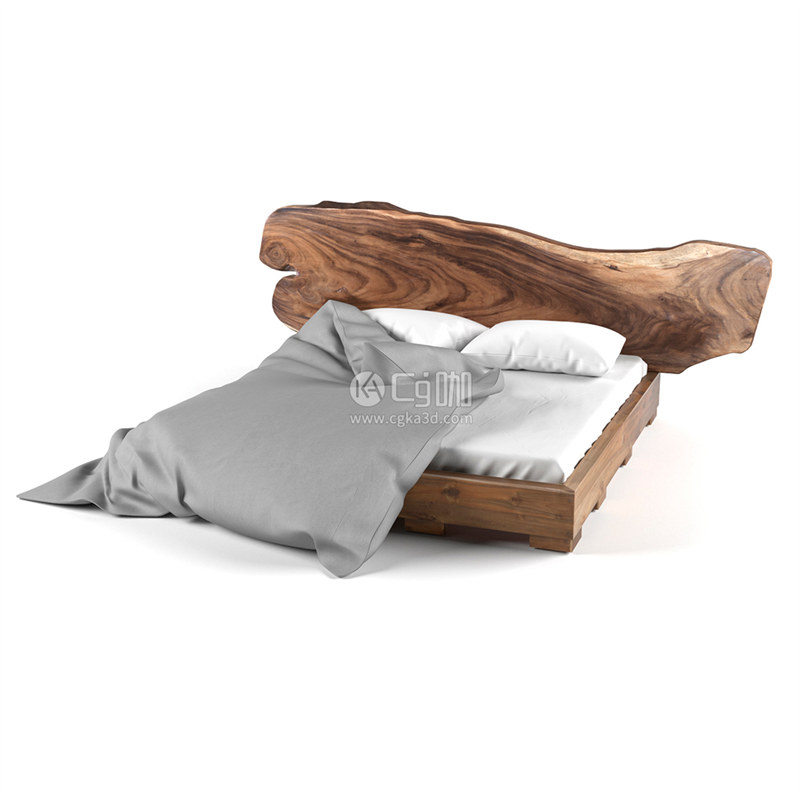 CG咖-双人床模型枕头模型被子模型