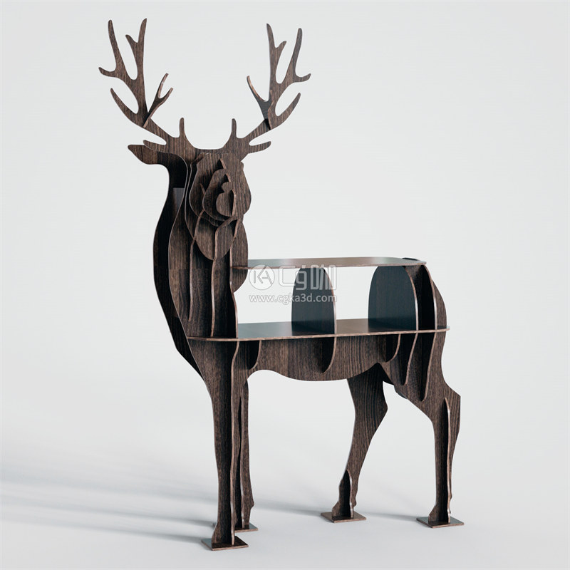 CG咖-麋鹿架子模型鹿形储物柜模型麋鹿摆件模型