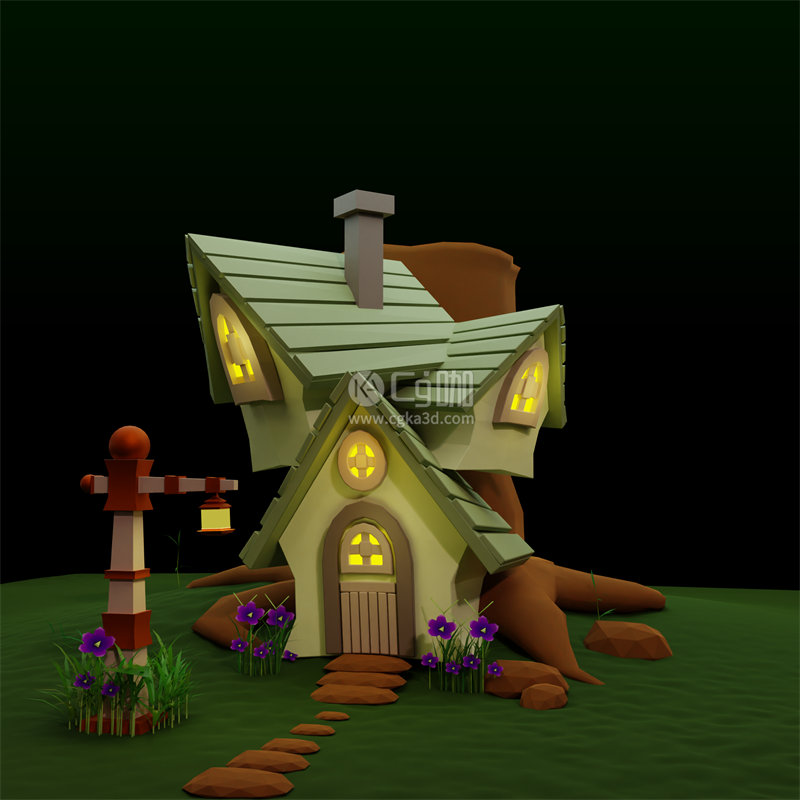 Blender工程-卡通房屋模型卡通房子模型卡通场景模型