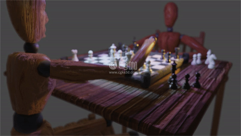 Blender工程-国际象棋场景工程国际象棋模型木偶模型