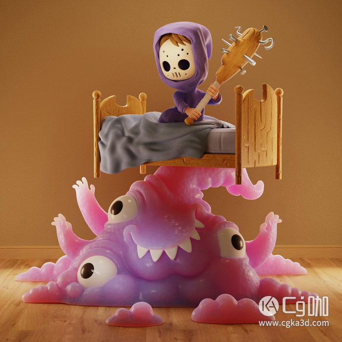 Blender工程-床下的怪物工程床下的怪物模型卡通怪物模型