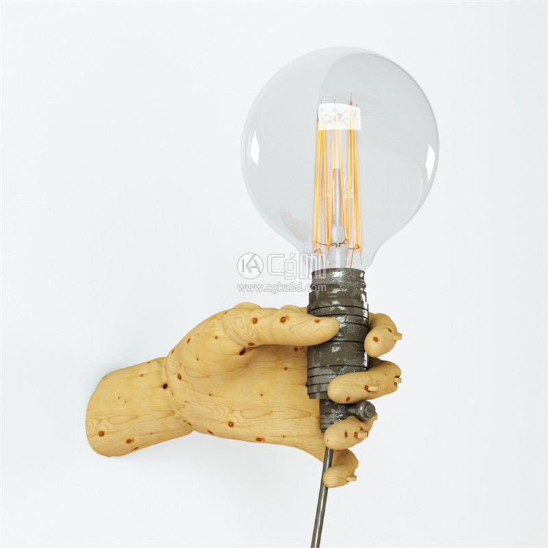 CG咖-灯泡模型创意灯具模型木手模型机械手模型