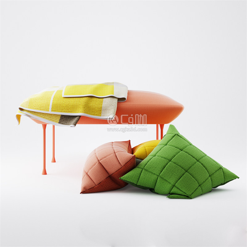 CG咖-沙发模型沙发椅模型毯子模型抱枕模型