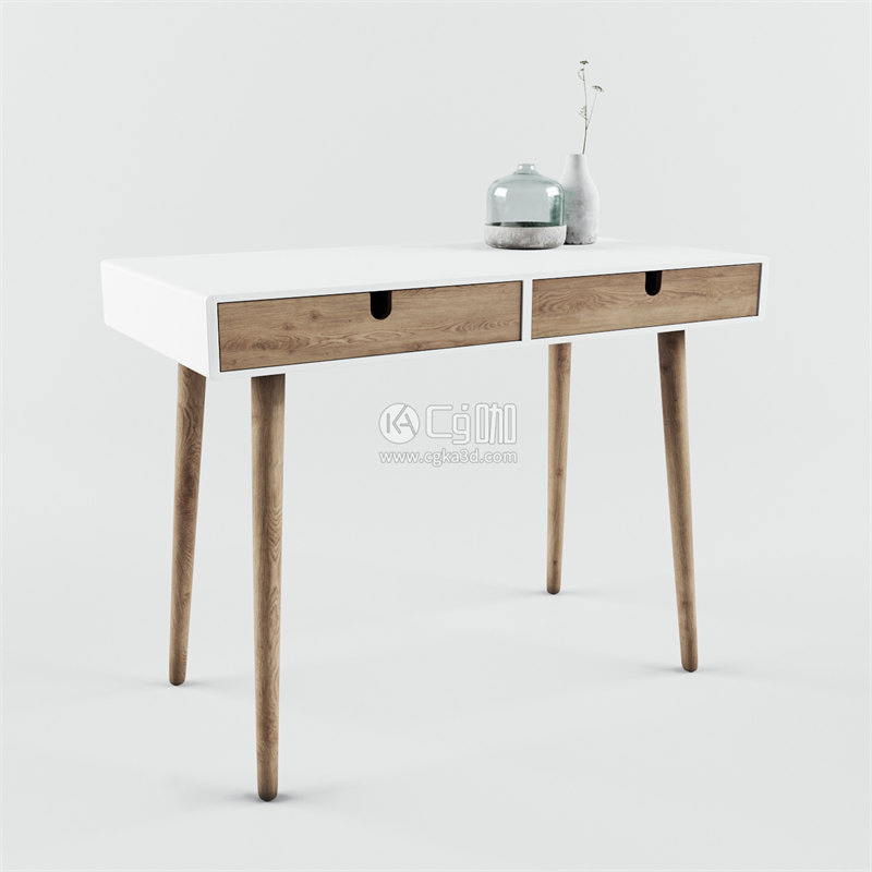 CG咖-小桌子模型木桌模型书桌模型花瓶模型