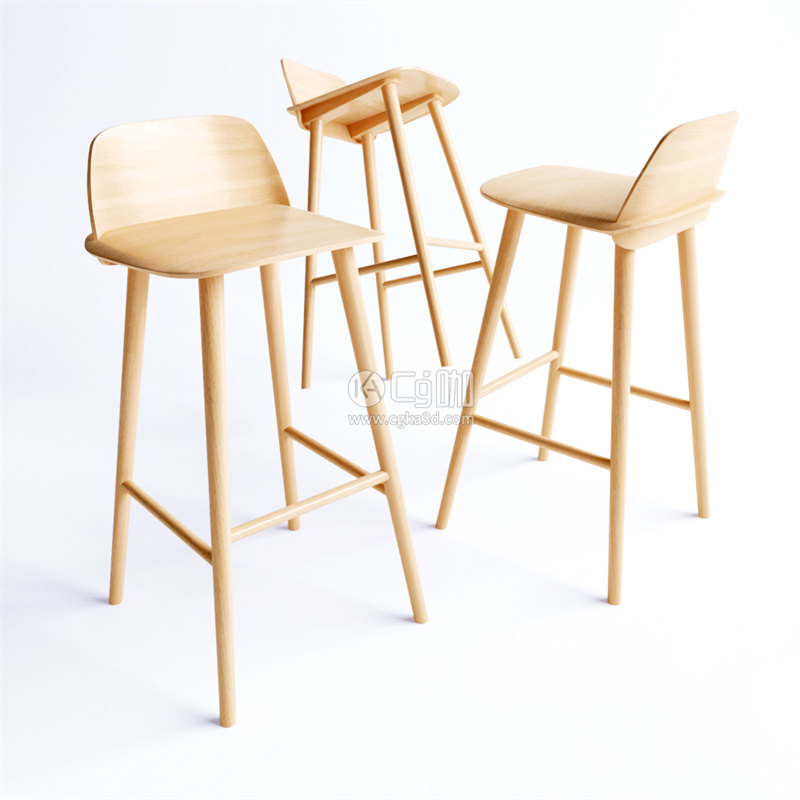 CG咖-木椅模型椅子模型高脚椅模型吧台椅模型