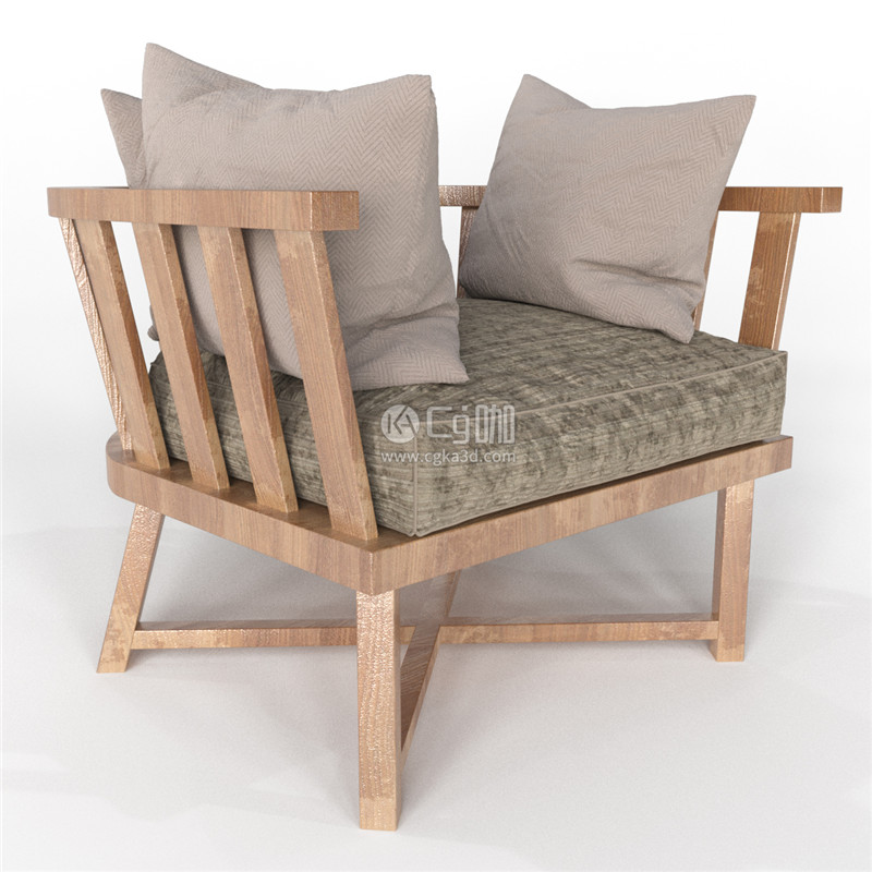 CG咖-椅子模型抱枕模型沙发椅模型木椅模型