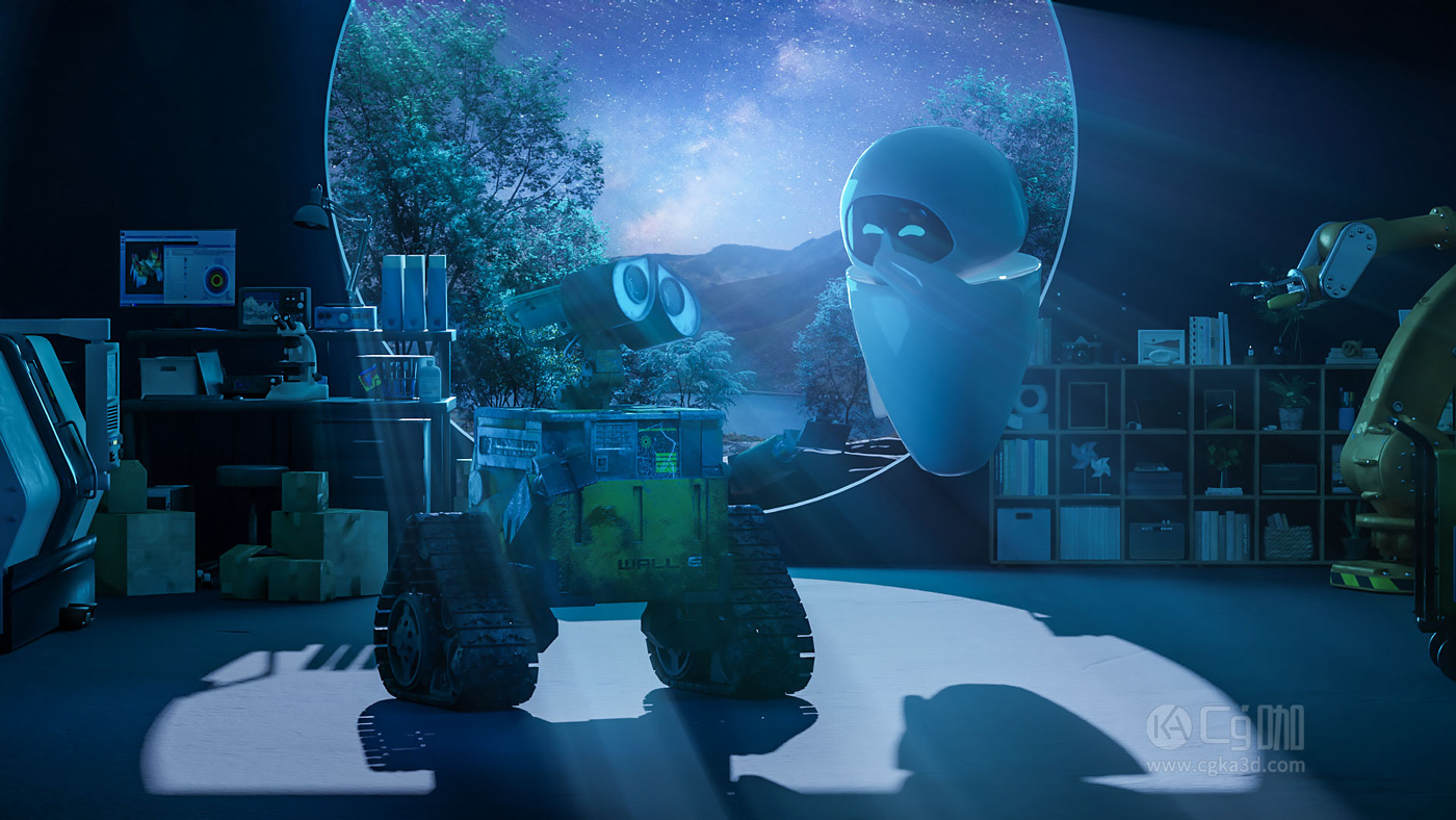 独家Blender工程-机器人总动员场景工程科幻场景工程eve模型瓦力模型