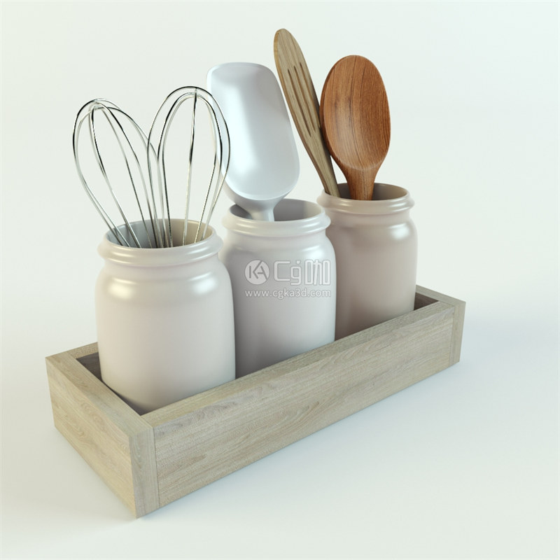 陶瓷罐子模型搅拌器模型木勺模型木铲子模型厨房罐子模型