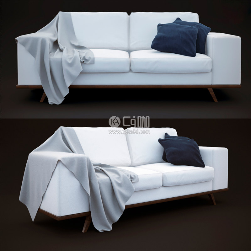 CG咖-沙发模型毯子模型抱枕模型