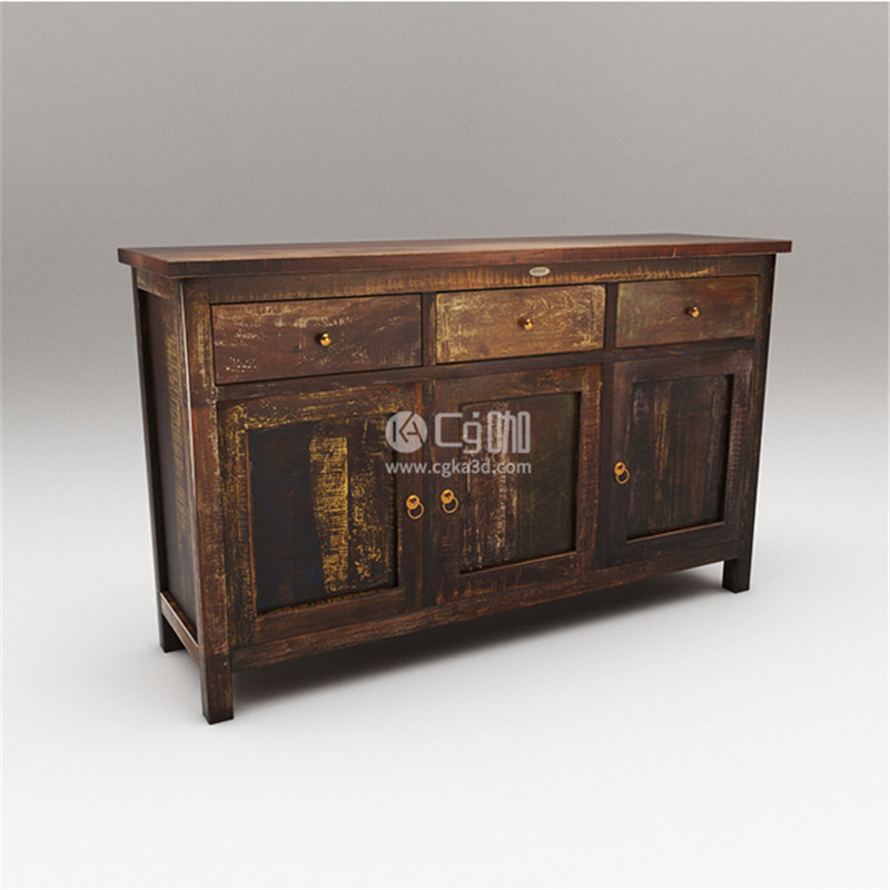 CG咖-旧木柜模型柜子模型