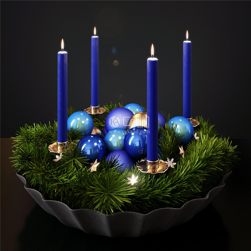 CG咖-圣诞装饰模型蜡烛模型装饰球模型