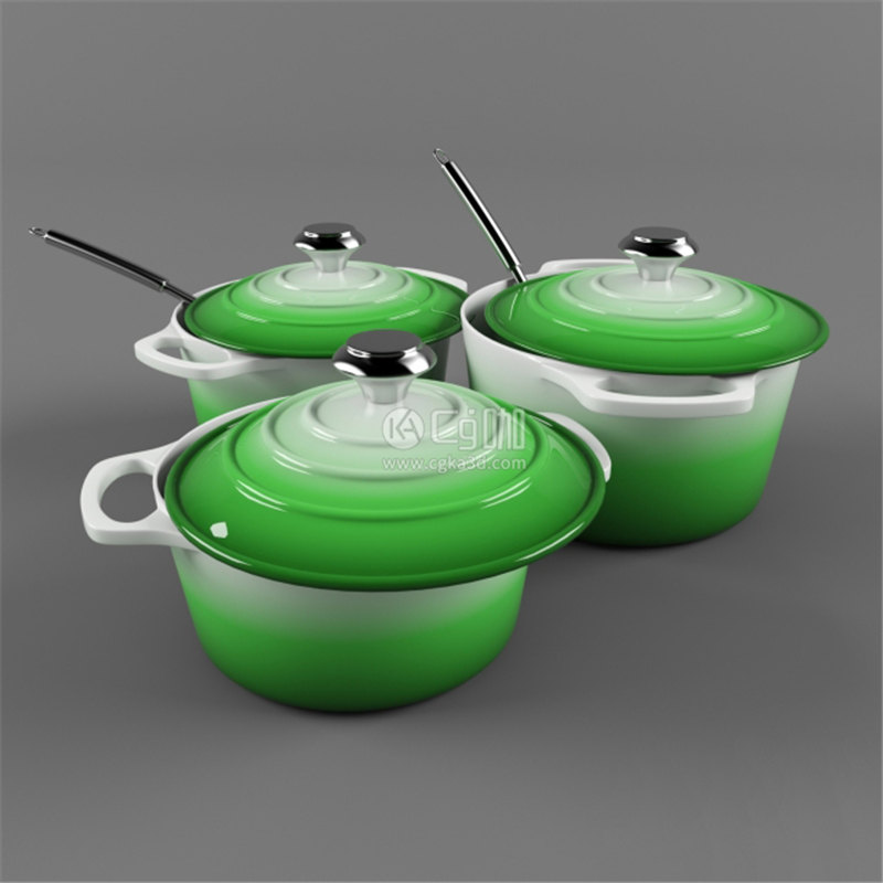 CG咖-汤锅模型汤勺模型瓷锅模型