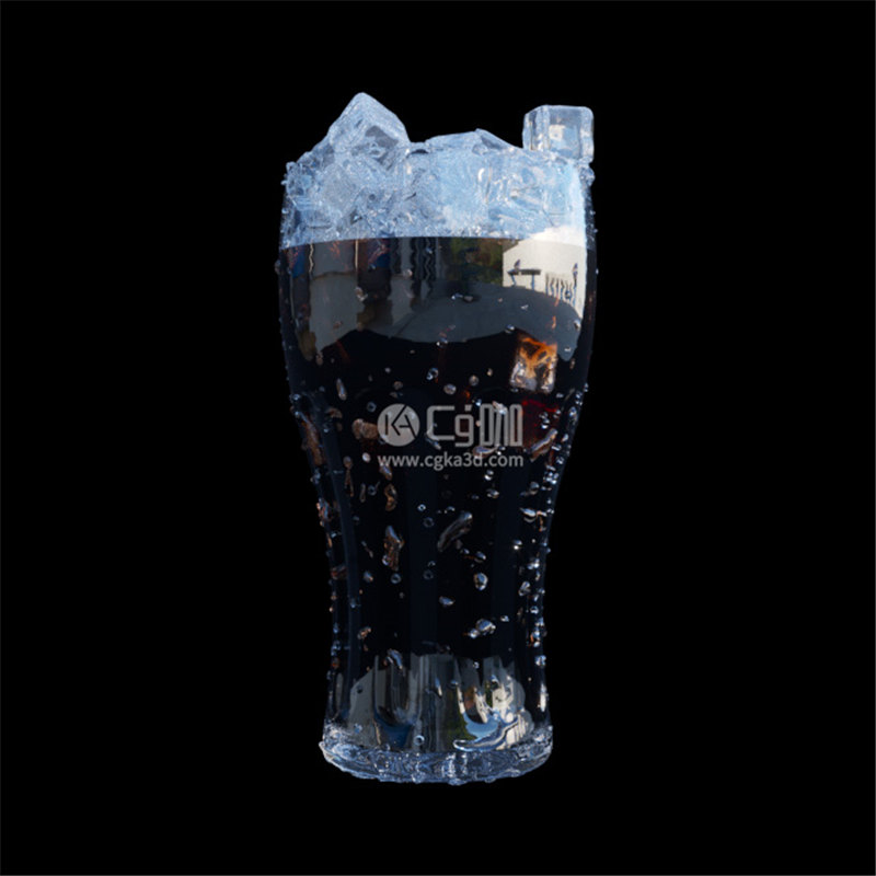 CG咖-可乐模型冰块模型玻璃杯模型