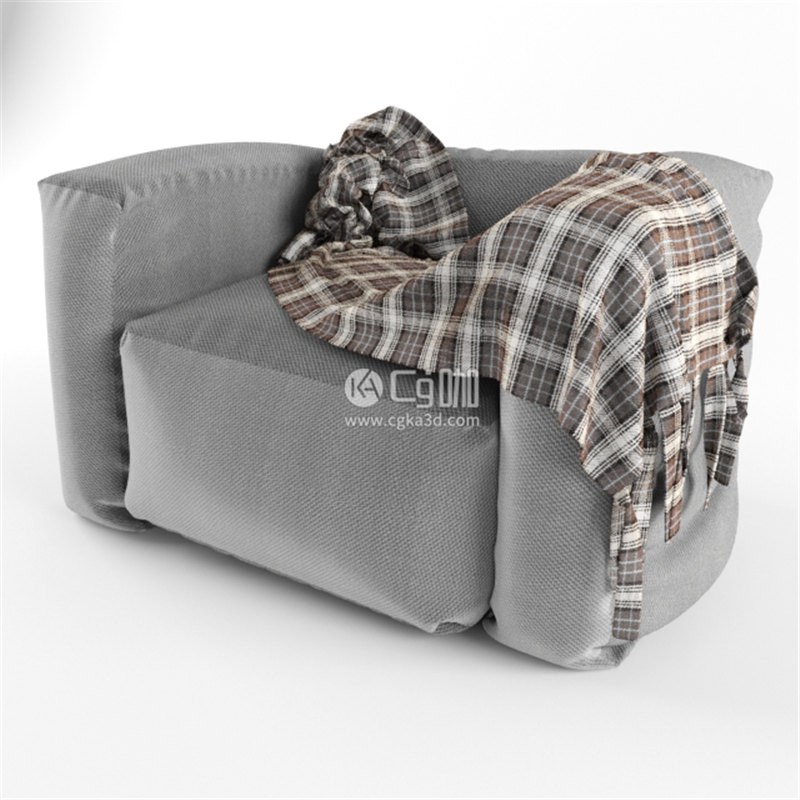 CG咖-单人沙发模型毯子模型