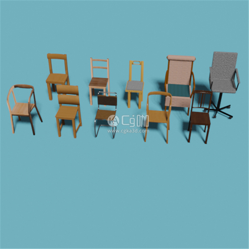 Blender工程-椅子模型扶手椅模型靠背椅模型木椅模型