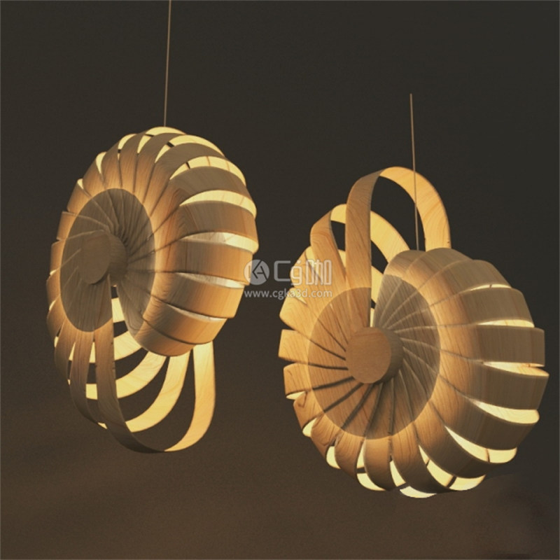 CG咖-立体海螺吊灯模型灯具模型