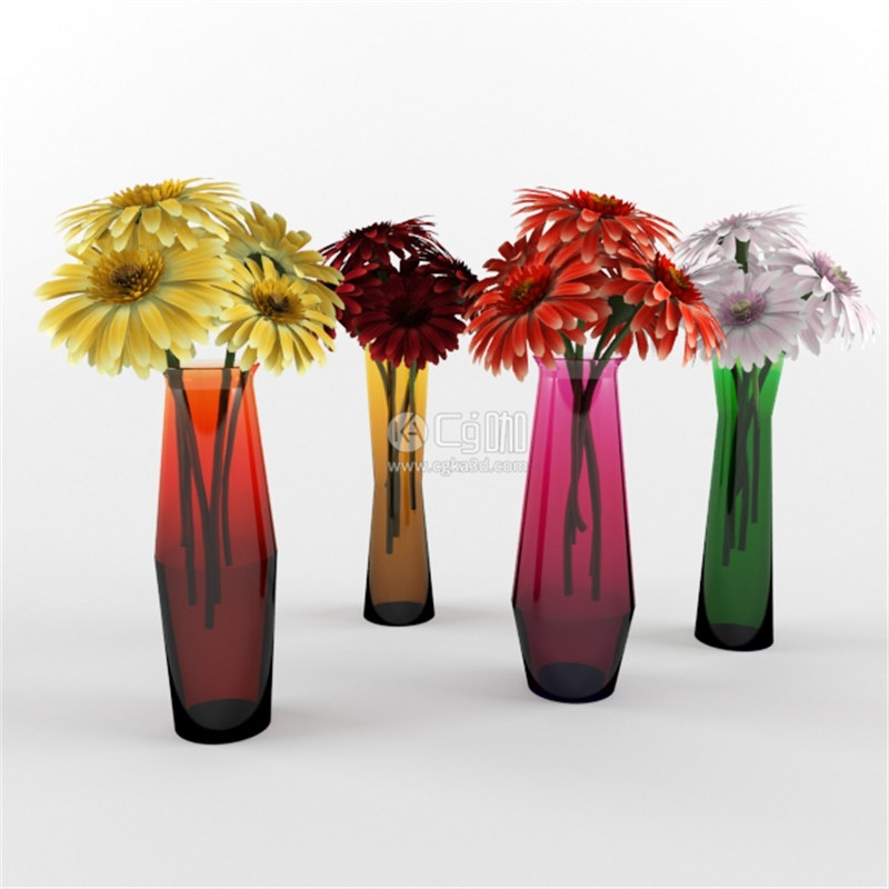 CG咖-花瓶模型鲜花模型花卉模型菊花模型