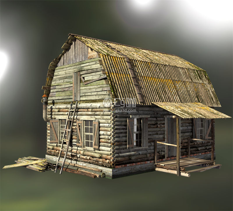 CG咖-小屋模型小木屋模型野外房子模型旧房子模型