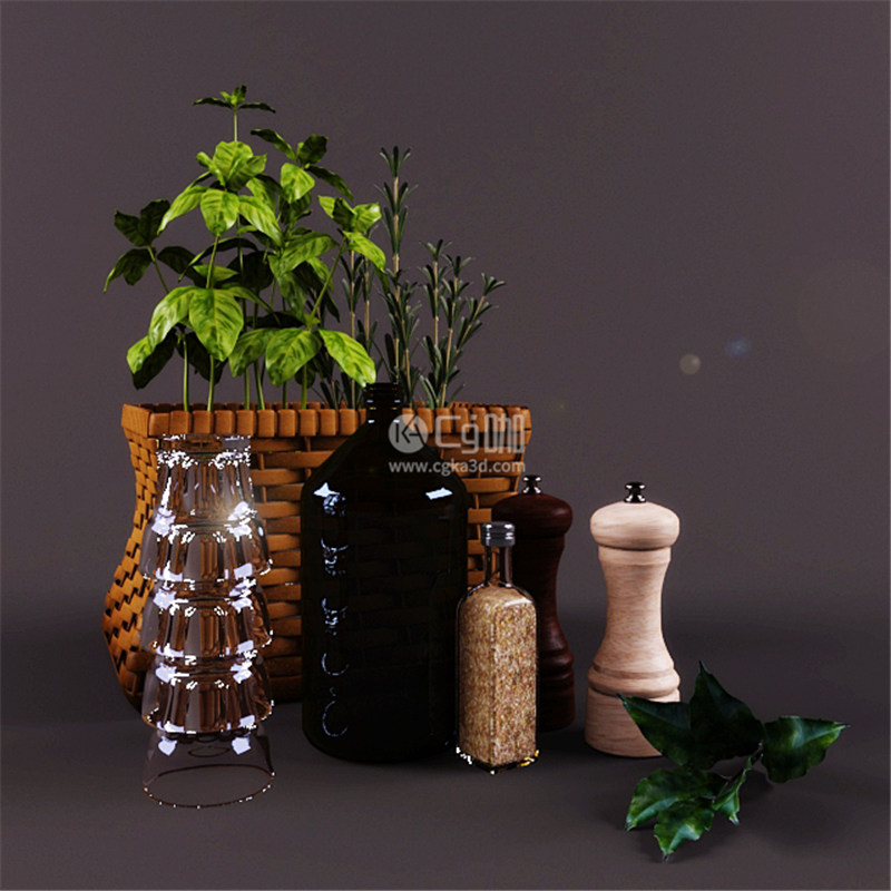 CG咖-花瓶模型绿植模型盆栽模型花盆模型