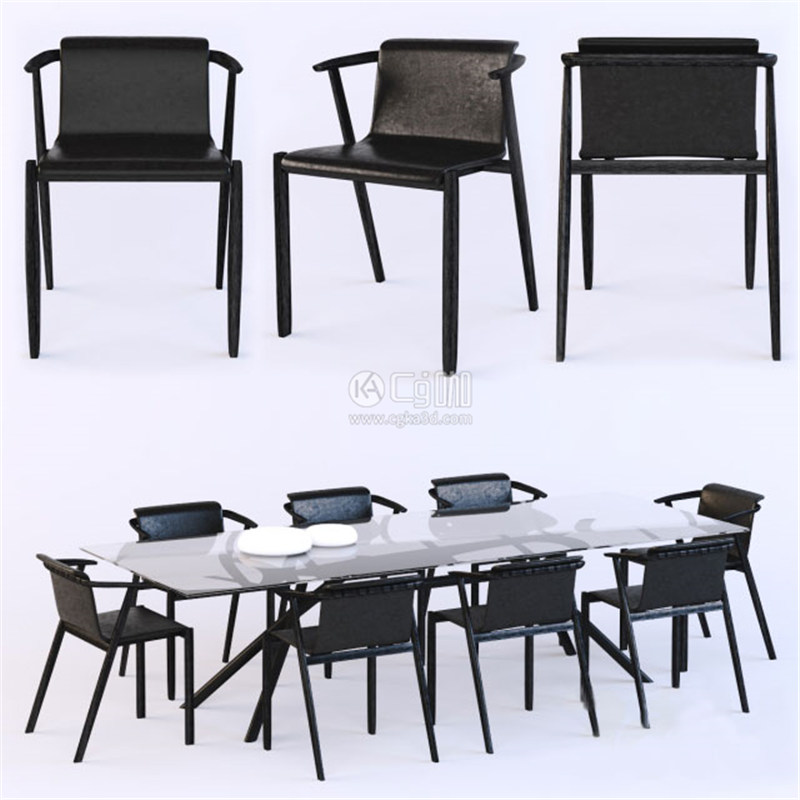 CG咖-椅子模型扶手椅模型桌子模型餐桌模型