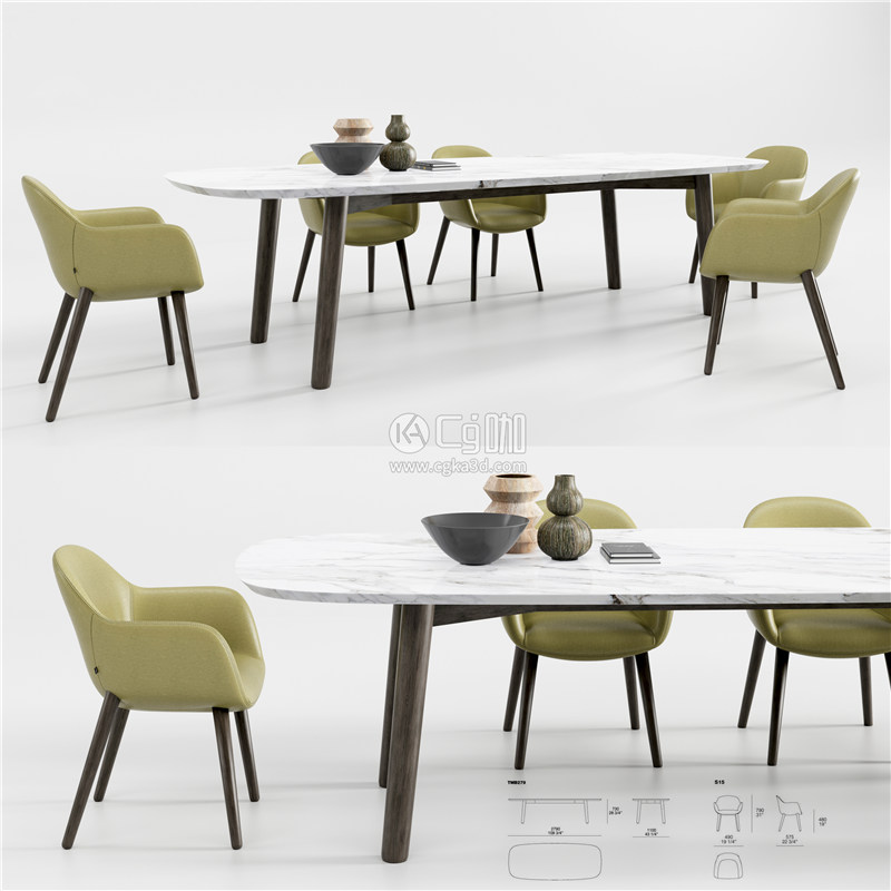 CG咖-餐桌模型桌子模型凳子模型凳椅模型