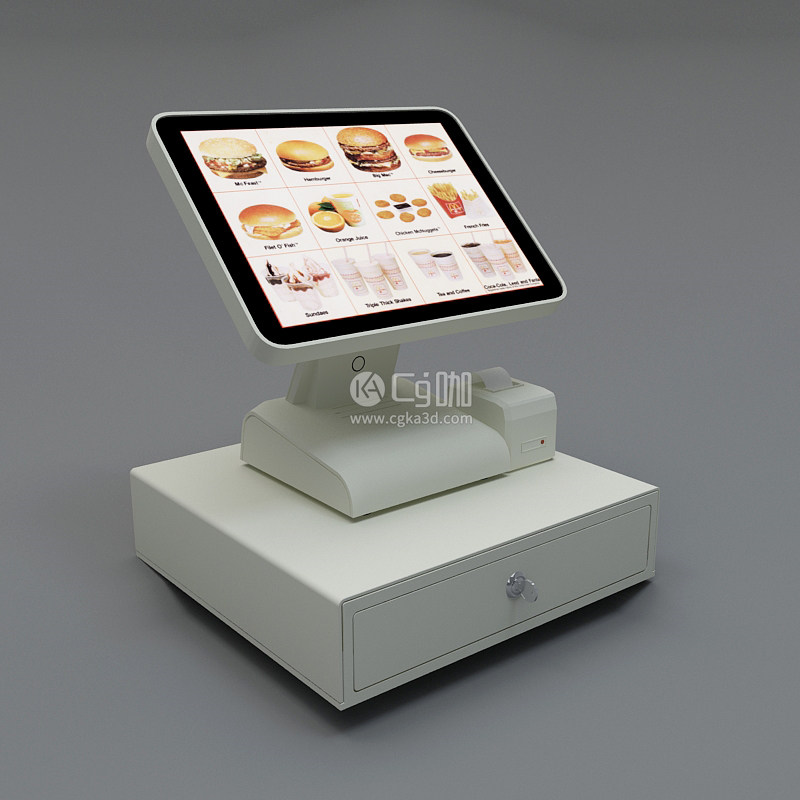 CG咖-点餐台模型快餐店电子点餐屏模型电子白板模型