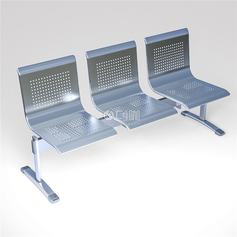 CG咖-公园凳模型候车室金属长椅模型