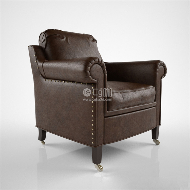 CG咖-单人沙发模型单人椅子模型皮沙发模型