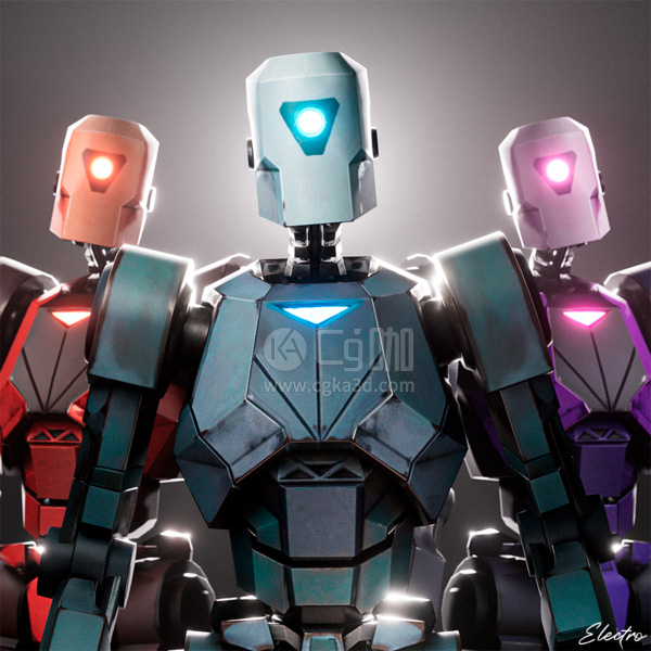 Blender工程/3D模型-勇敢的训练机器人模型机器人工程