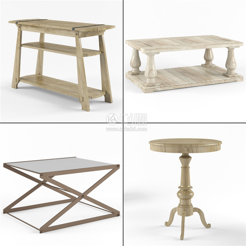 CG咖-木凳模型茶几模型桌子模型木桌模型
