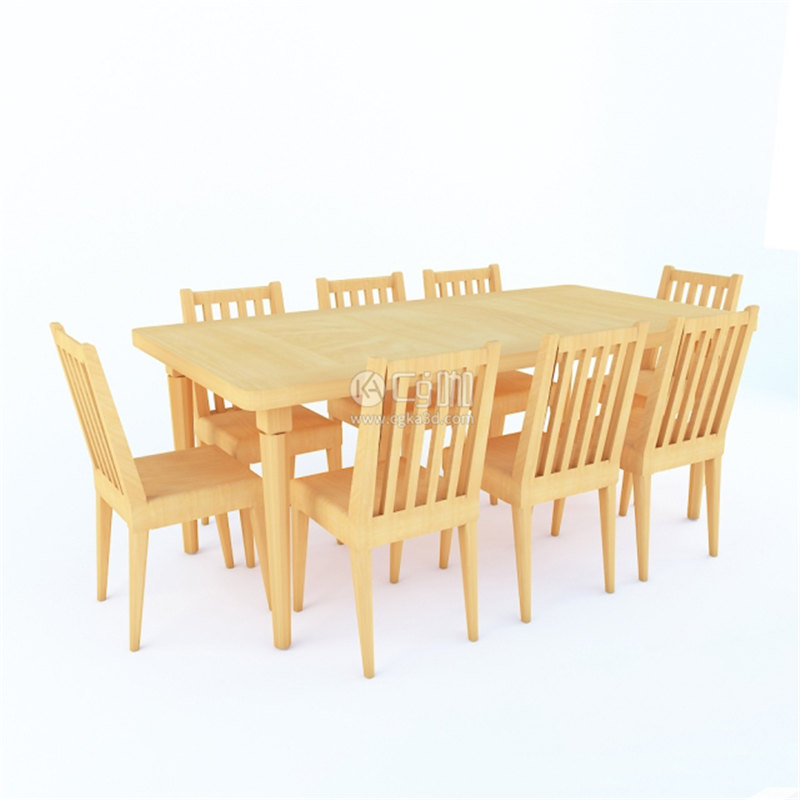 CG咖-桌子模型木桌模型餐桌模型椅子模型木椅模型