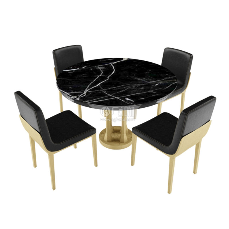 CG咖-餐桌模型圆桌模型餐椅模型
