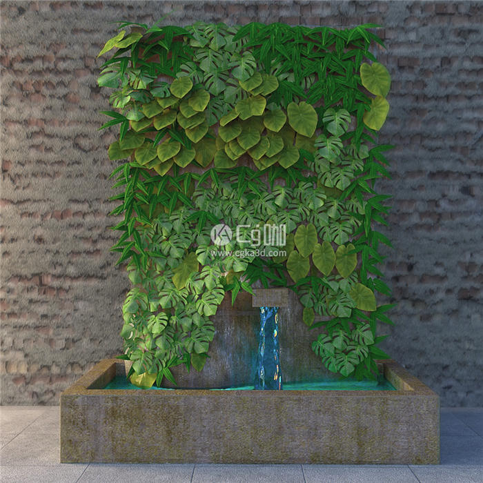 CG咖-装饰假绿植模型室内水景模型
