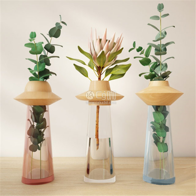 CG咖-花瓶模型植物模型