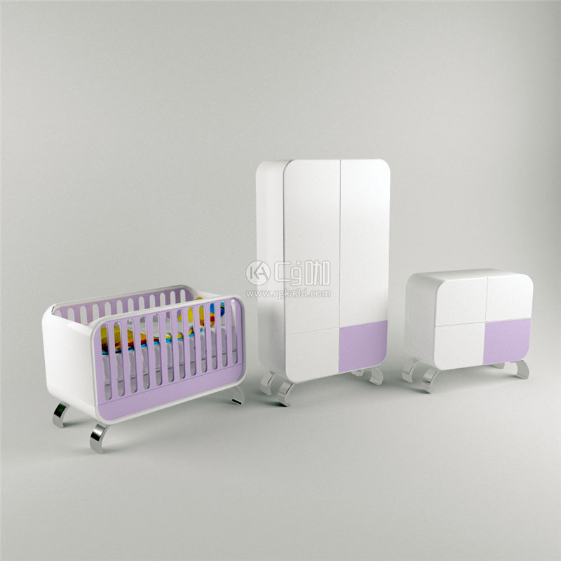 CG咖-婴儿床模型边柜模型衣柜模型