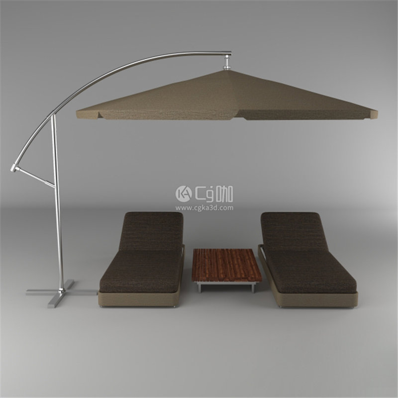 CG咖-遮阳伞模型躺椅模型茶几模型