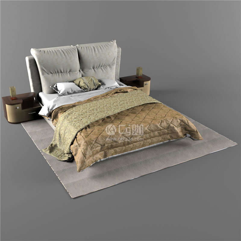 CG咖-床模型床头柜模型