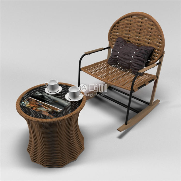 CG咖-茶几模型椅子模型藤椅模型靠背椅模型