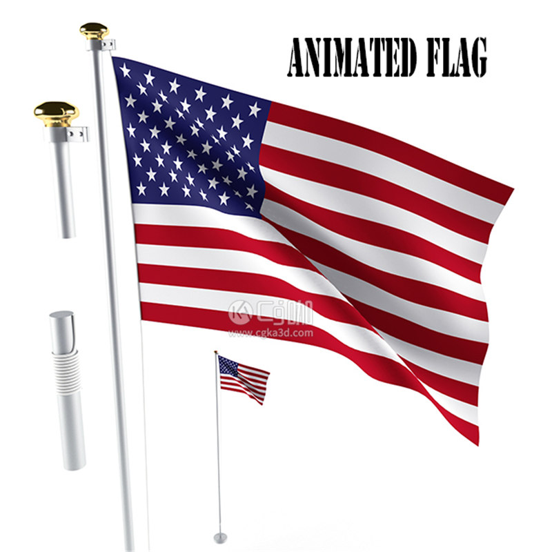 CG咖-旗帜模型美国国旗模型
